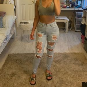 Guess high waisted ripped jeans